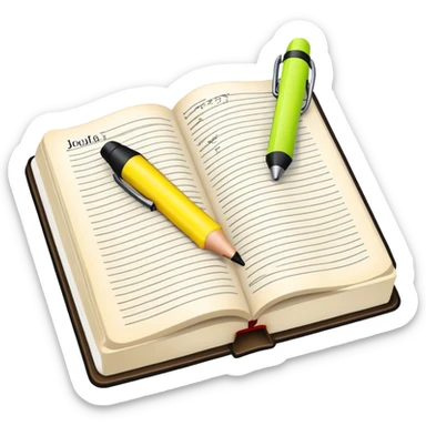 a journal next to a bible and highlighters  sticker