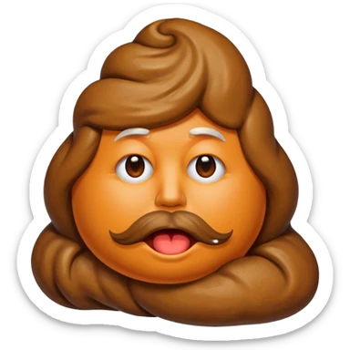 the poop emogi, a pile of poop in trumps image   none of those are what i want  i want the poop emogi with trumps face renbdered in poop, with an orange cast, and his wig on top nope sticker