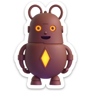 chatbot with Greek amphora body, glowing eyes sticker