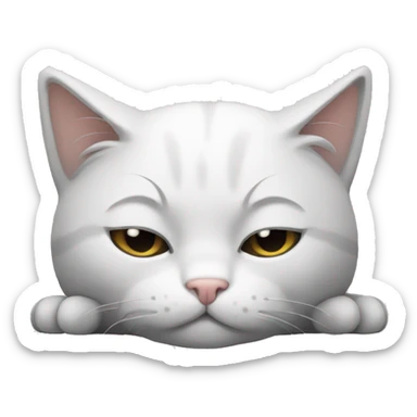 White gray cat sleeping  sticker
