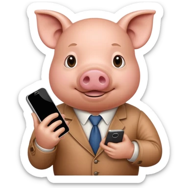 Pig calling me on a phone with the name John pork sticker