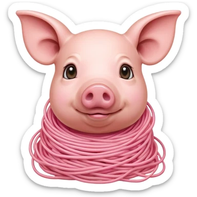   renaissance monalisa pig with pink spaghetti portrait  sticker