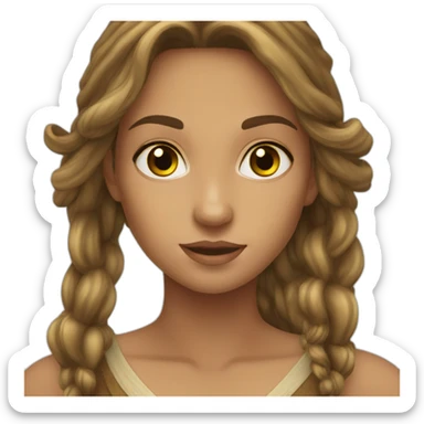 pirate woman long brown hair golden eyes tan skin sticker
