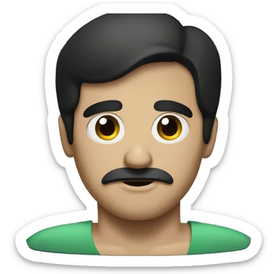 dark hair dark eye man with short mustache watching tv  sticker