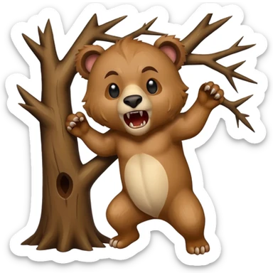 dropbear emoji, aggressive face, bared sharp teeth, attacking, falling from a tree sticker