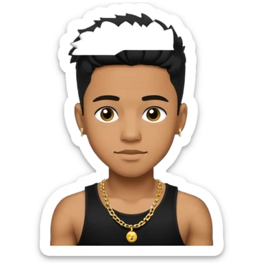 Lil Fizz medium dark skin, black hair, black tank top with necklace sticker
