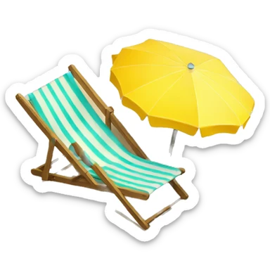  deckchair and yellow parasol at the beach sticker