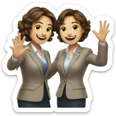 businesswoman duo brunette girls celebrating sticker