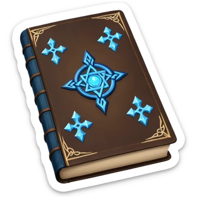Spell Book – Old leather book with glowing runes and bookmarks sticker