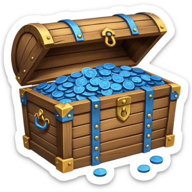 treasure chest of blue coins sticker