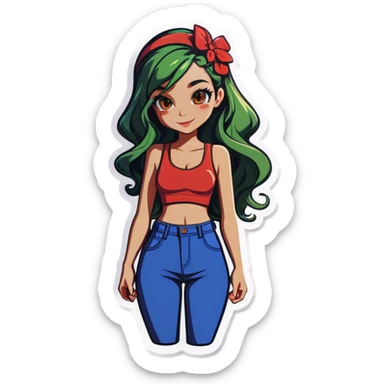 Hot girl with vines for an outfit  sticker