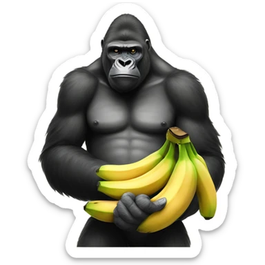 Gorilla holding a bunch of bananas in both hands  sticker