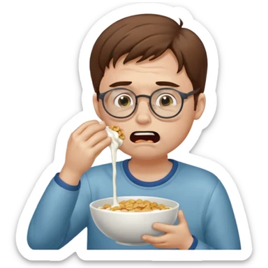 Vomit cereal milk vomit sexy vomit crying man vomit brown hair glasses  sticker