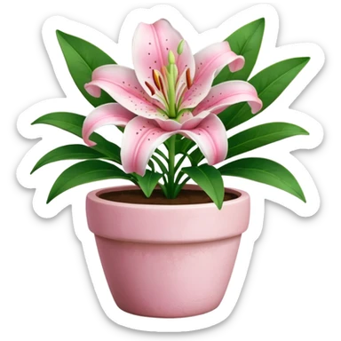 pink lily flower pot sticker