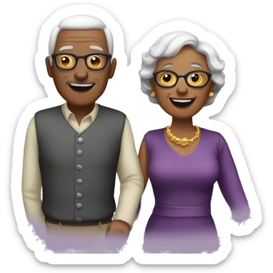 2 grandparents partying sticker