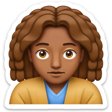 Brown skin Shrug emoji with locks sticker