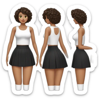 both sides full-body-back-view-curvy-фигуристка-black-lifted skirt white-knickers and long socks sticker