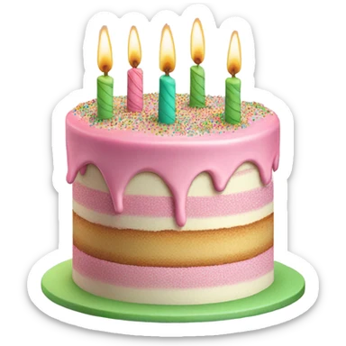 birthday cake pink and green sticker