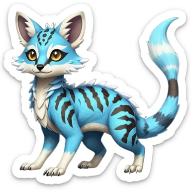 Rare realistic exotic cute epic pretty beautiful handsome gorgeous aesthetic colorful vibrant Vernid-Protogen-Primagen-Wickerbeast-Genet-Sergal-Trico-species-Fakemon-hybrid-creature by LiLaiRa, beautiful intricate markings, full body sticker