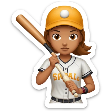 Girl up at bat playing softball sticker