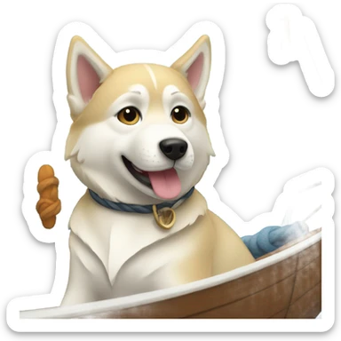 a light dorée  Husky in a sailboat sticker