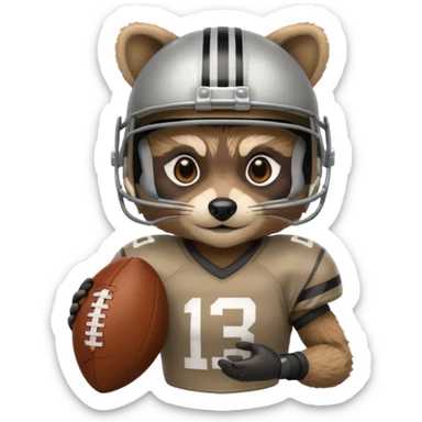 american football player raccoon sticker