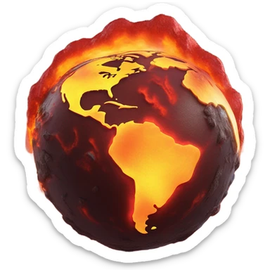 planet earth ball but apocaliptic filled with lava sticker