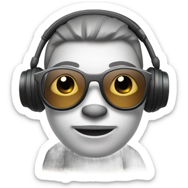 Mapache creativo con audífonos modernos y lentes tecnológicos sticker