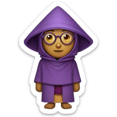 a purple bespectacled monk with a triangular hood style hat from ancient guatemala sticker