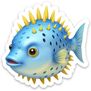 Light blue with baby yellow spikes puffer fish sticker