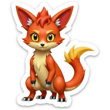 Torracat-Amaura-Salandit-Fennekin-Fakémon-Digimon-fusion (full body) sticker