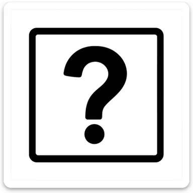 Create a simple square with a central question mark in a minimal style, without any wood effect, and with no background. sticker