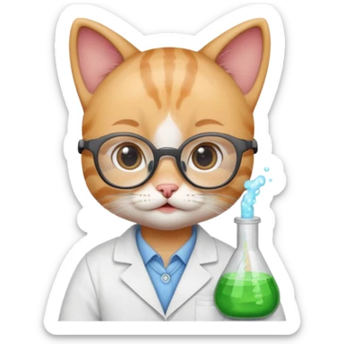 baby cat scientist sticker
