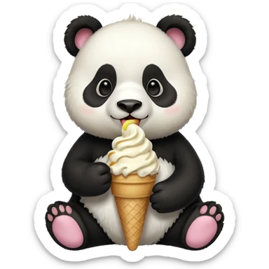 Panda eating ice cream sticker