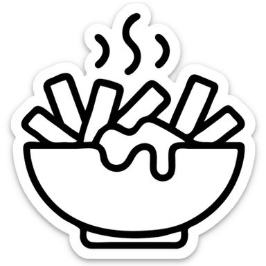 poutine icon, stylized, easy to recognize, minimalistic sticker