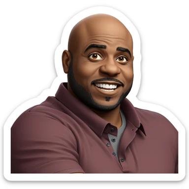 happy man in grey shirt sticker