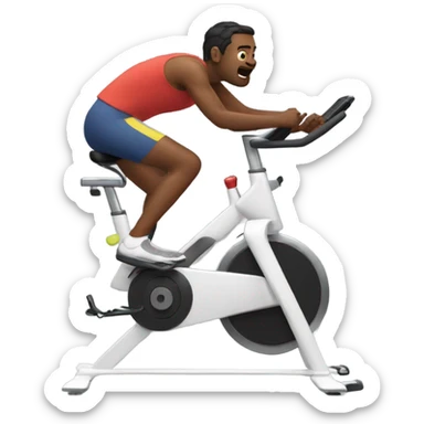 Someone being very awkward on a spin bike sticker