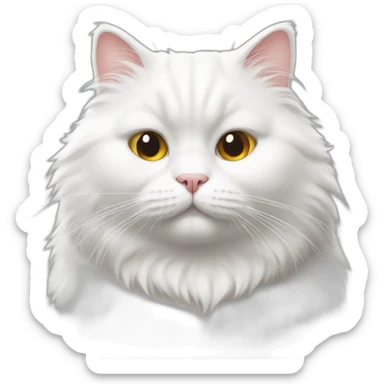 a fluffy fat white cat sticker
