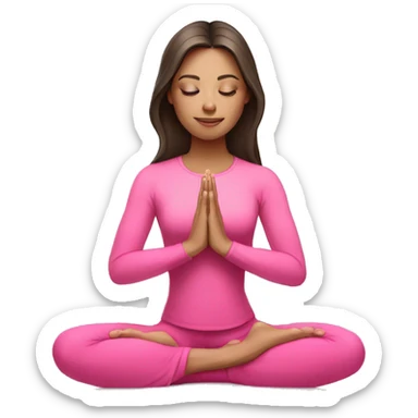 White Brunette Girl doing praying yoga pose in pink tones  sticker