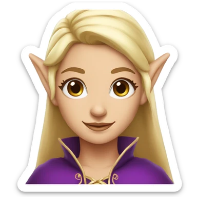 Noble female Elf with Elf ears and blonde hair and purple robes sticker