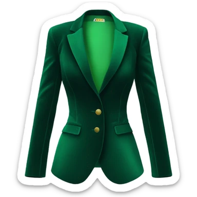 Realistic isolated side view of an open emerald green velvet feminine fashion blazer jacket. sticker