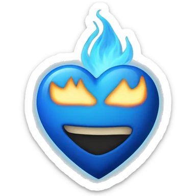 Blue heart with blue flames sticker