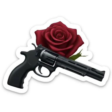 Dark red rose crossed with a gun sticker