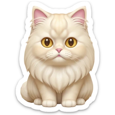 A 3D cartoon Persian cat with soft cream-white long fur, round face, golden eyes, gentle expression, cinematic Memoji-style lighting. full body sticker