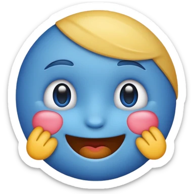 Blue emoji blushing sticker