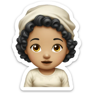 Southeast Asian female infant with black curly hairSou sticker