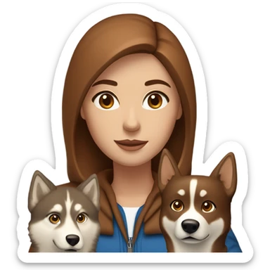 Woman brown hair blue eyes with Husky Copper beige  sticker