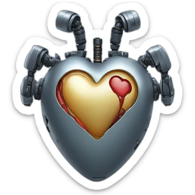robot human heart sticker