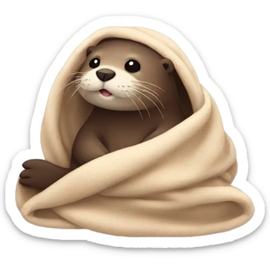 otter cozy in blanket sticker
