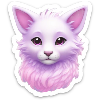 Kawaii colorful bright light pastel lilac-pink-white-gradient fantasy ethereal anthro fursona animal creature sticker